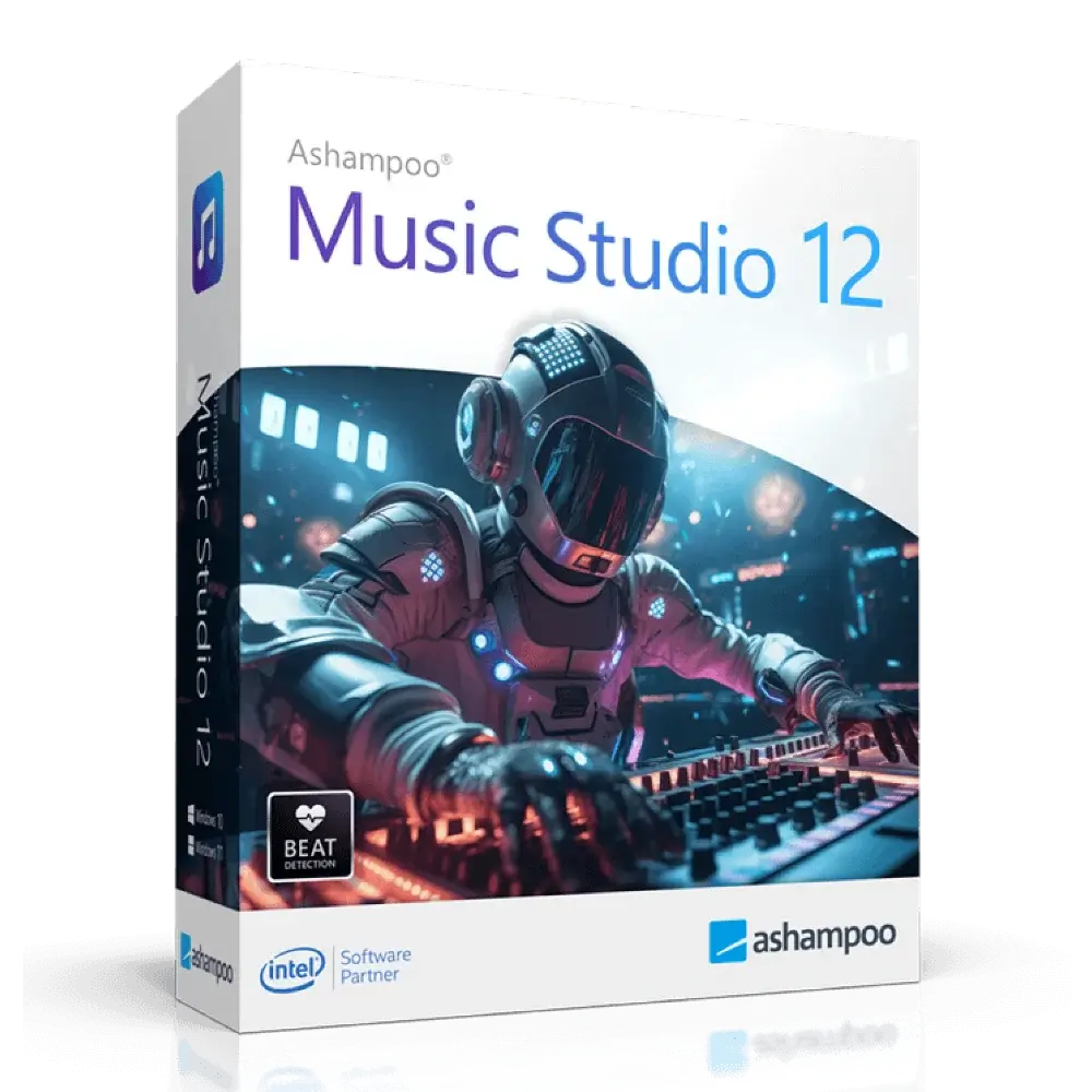 Ashampoo Music Studio 12 software box with astronaut