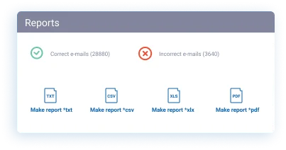 Email reports section with file options