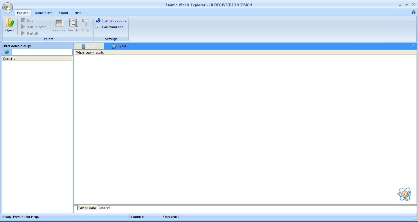 Atomic Whois Explorer interface screenshot