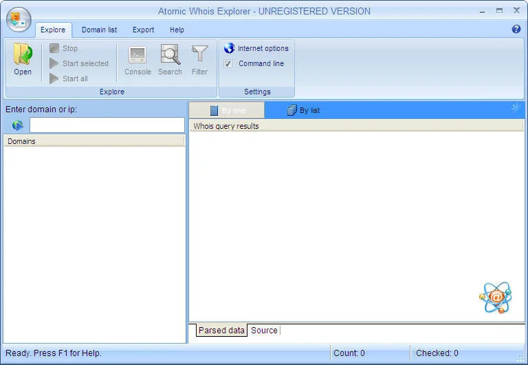 Atomic Whois Explorer software interface