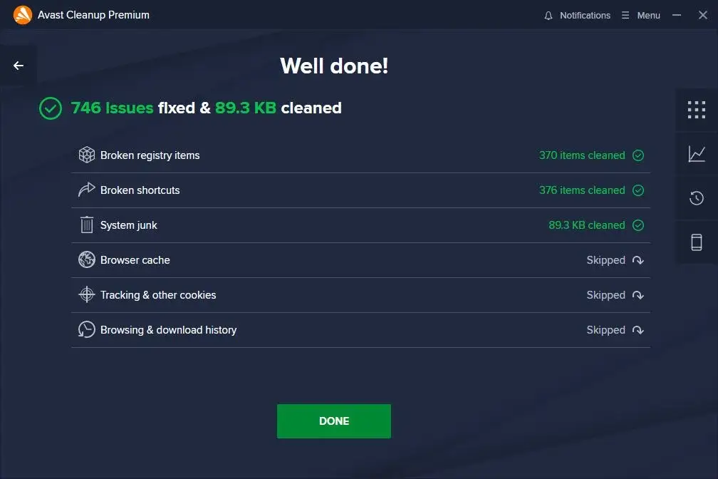 Avast Cleanup fixed issues and cleaned system.