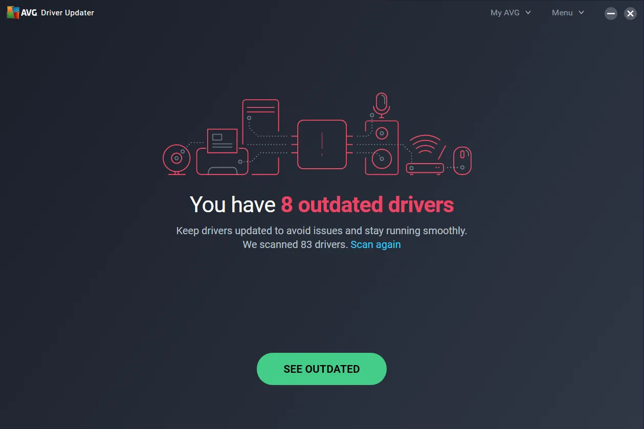 8 outdated drivers, scan again