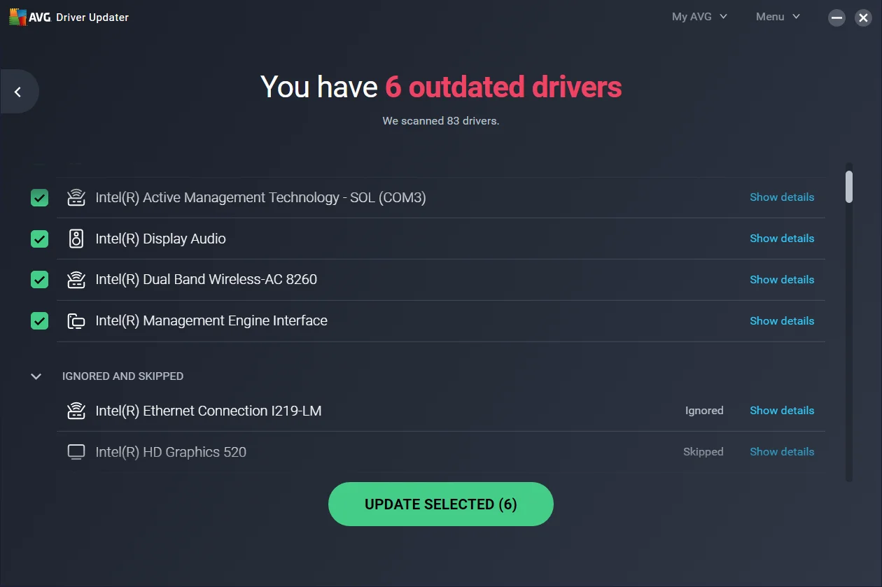 You have 6 outdated drivers.
