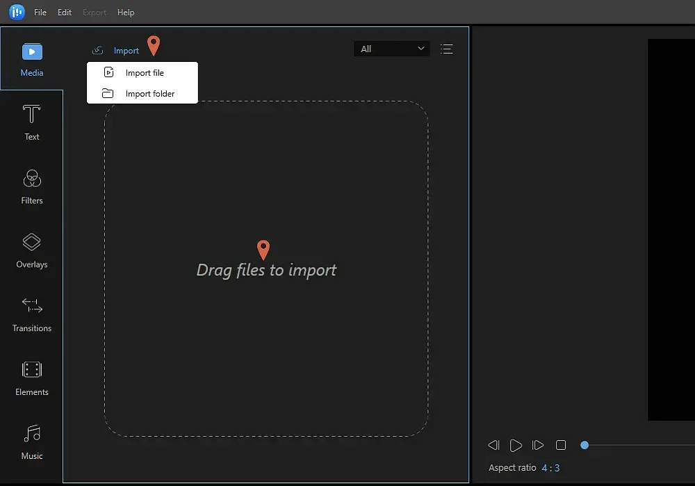 Import files or folders in the software