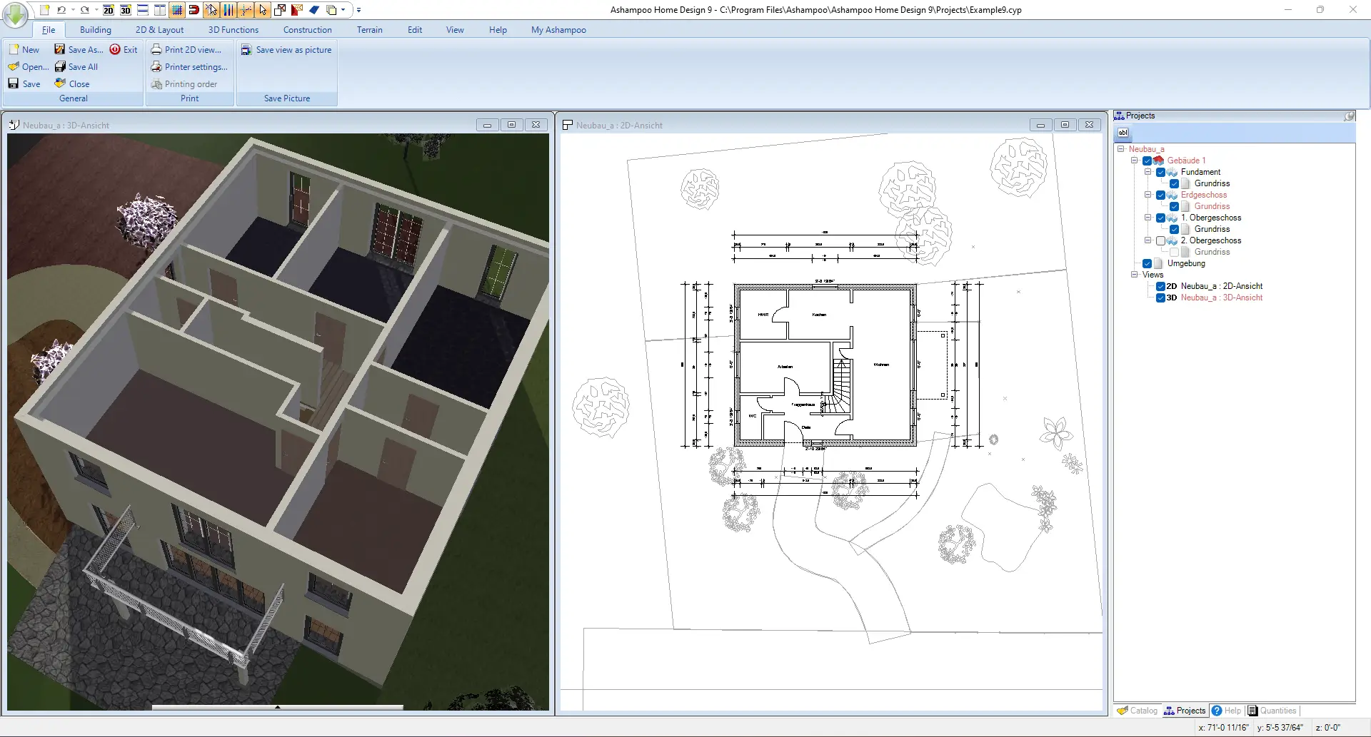 3D home design software interface with floor plan.