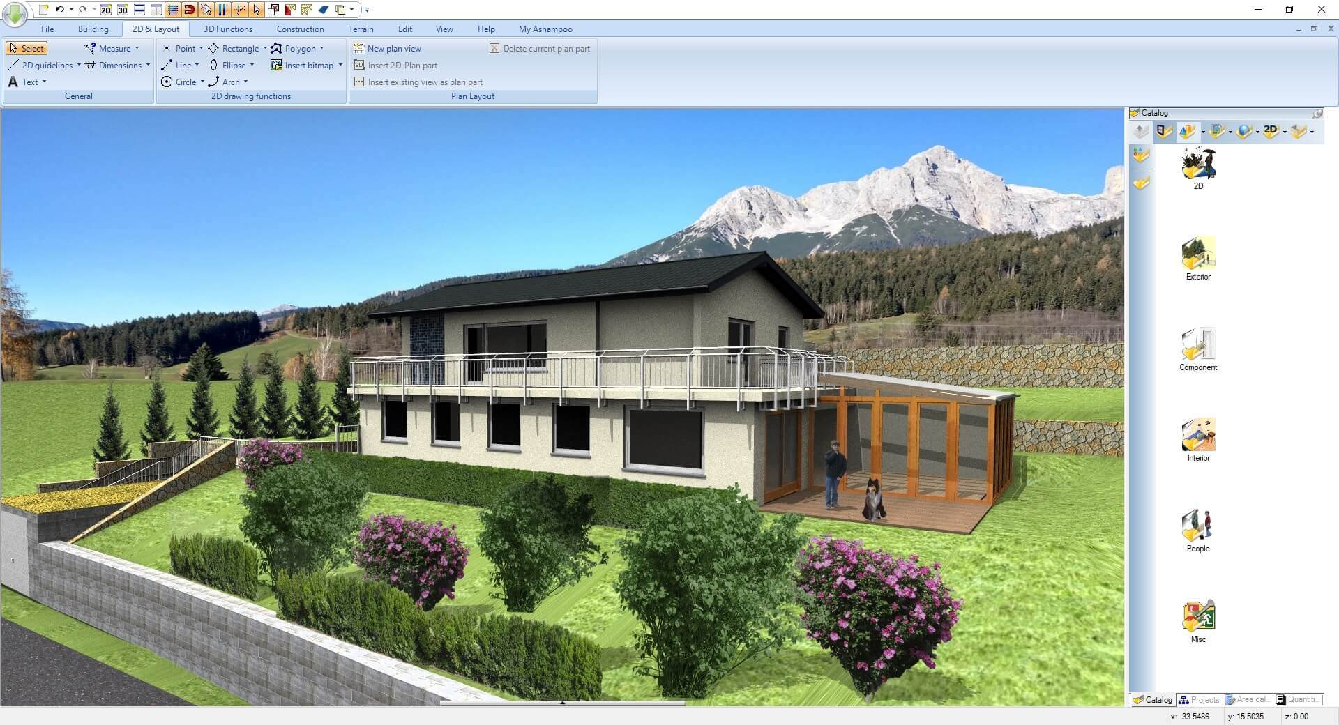 3D architectural software rendering of a modern house.
