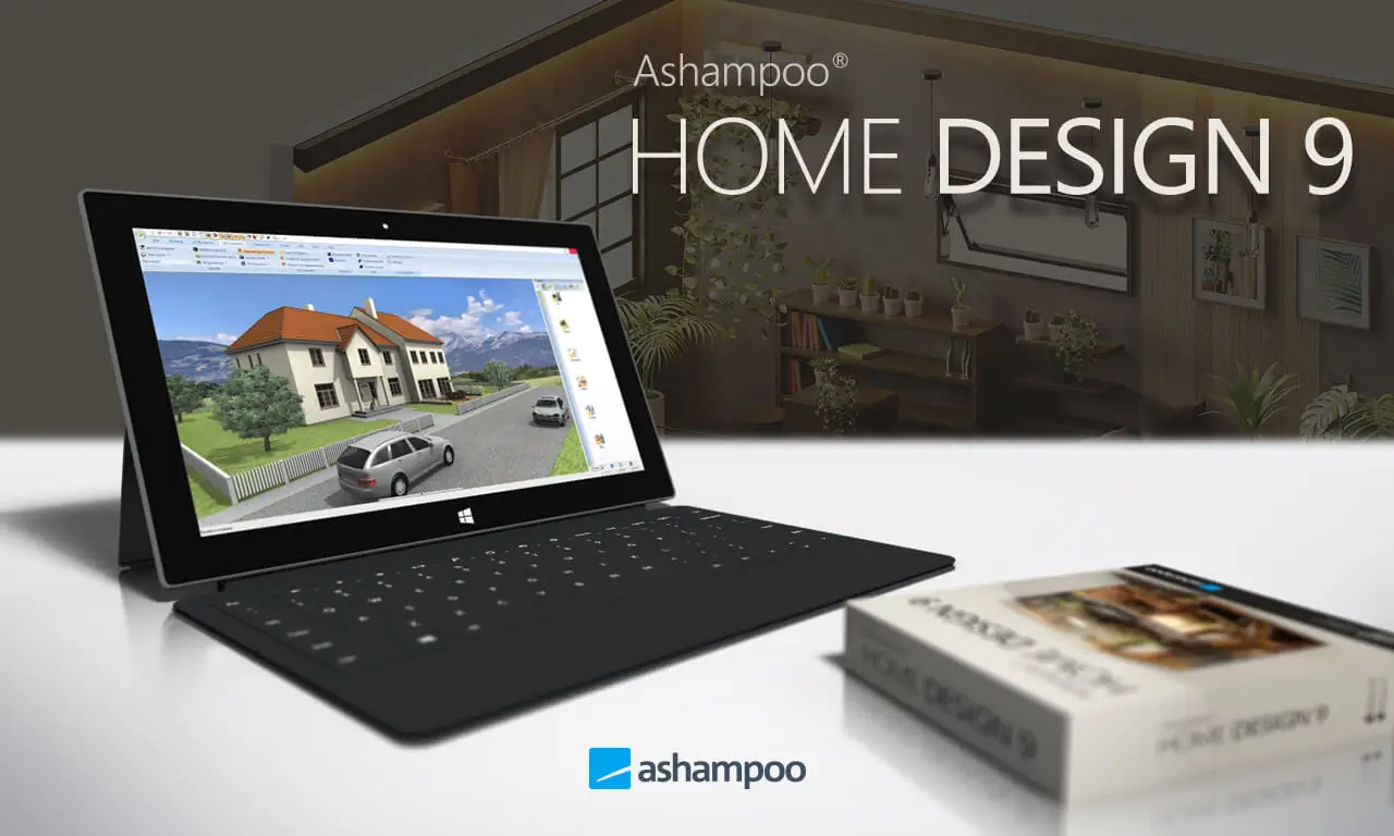 Ashampoo Home Design 9 software on tablet display.