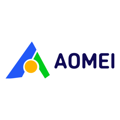 AOMEI logo with blue triangle and green circle.