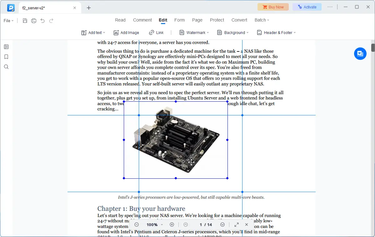 Server motherboard on white background