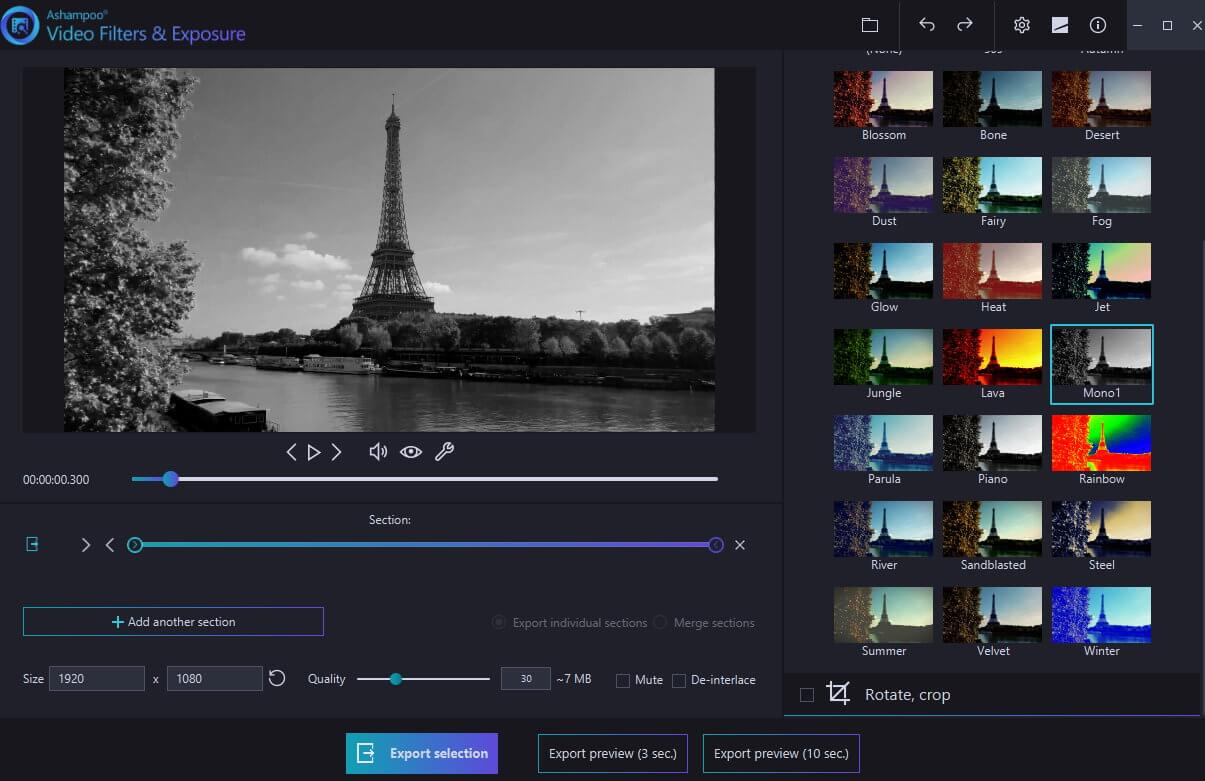 Video editing software interface with Eiffel Tower footage.