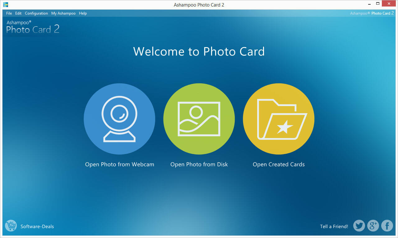 Ashampoo Photo Card 2 interface with options displayed.
