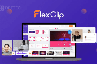 FlexClip video editing software displayed on a laptop screen.