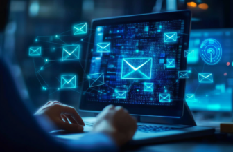 Person using email on laptop