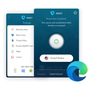 Ivacy VPN interface on mobile device screen.