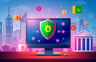 Cybersecurity in banking and finance sector illustration.