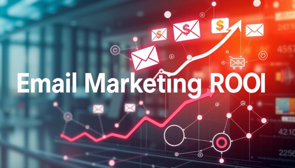 Email marketing ROI growth chart with icons
