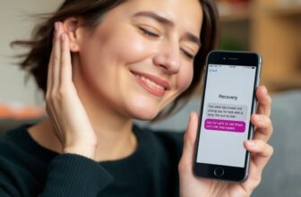 Woman smiling at phone with recovery message