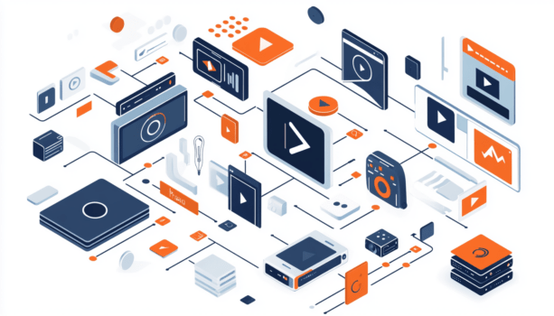 Illustration of digital media technology connections.