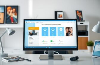 Computer displaying photo recovery software interface.