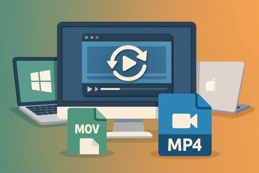 Four icons representing video and software applications.