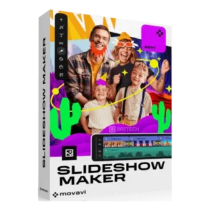 Movavi Slideshow Maker product box design.