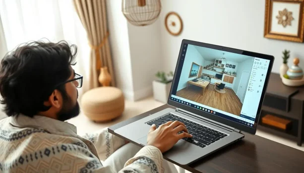 Designing a floor plan on a laptop