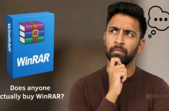 Person pondering the value of WinRAR software.