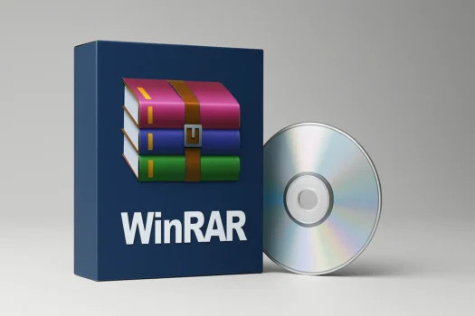 WinRAR software box and installation CD