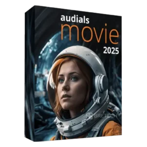 Audials Movie 2025 software cover featuring an astronaut.