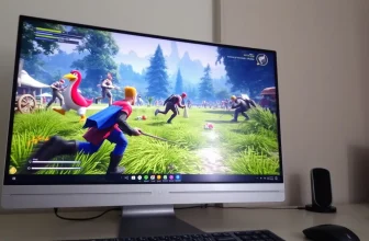 Colorful video game scene with characters and animals