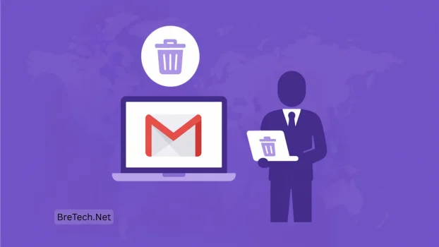 User managing Gmail with delete icon illustration.