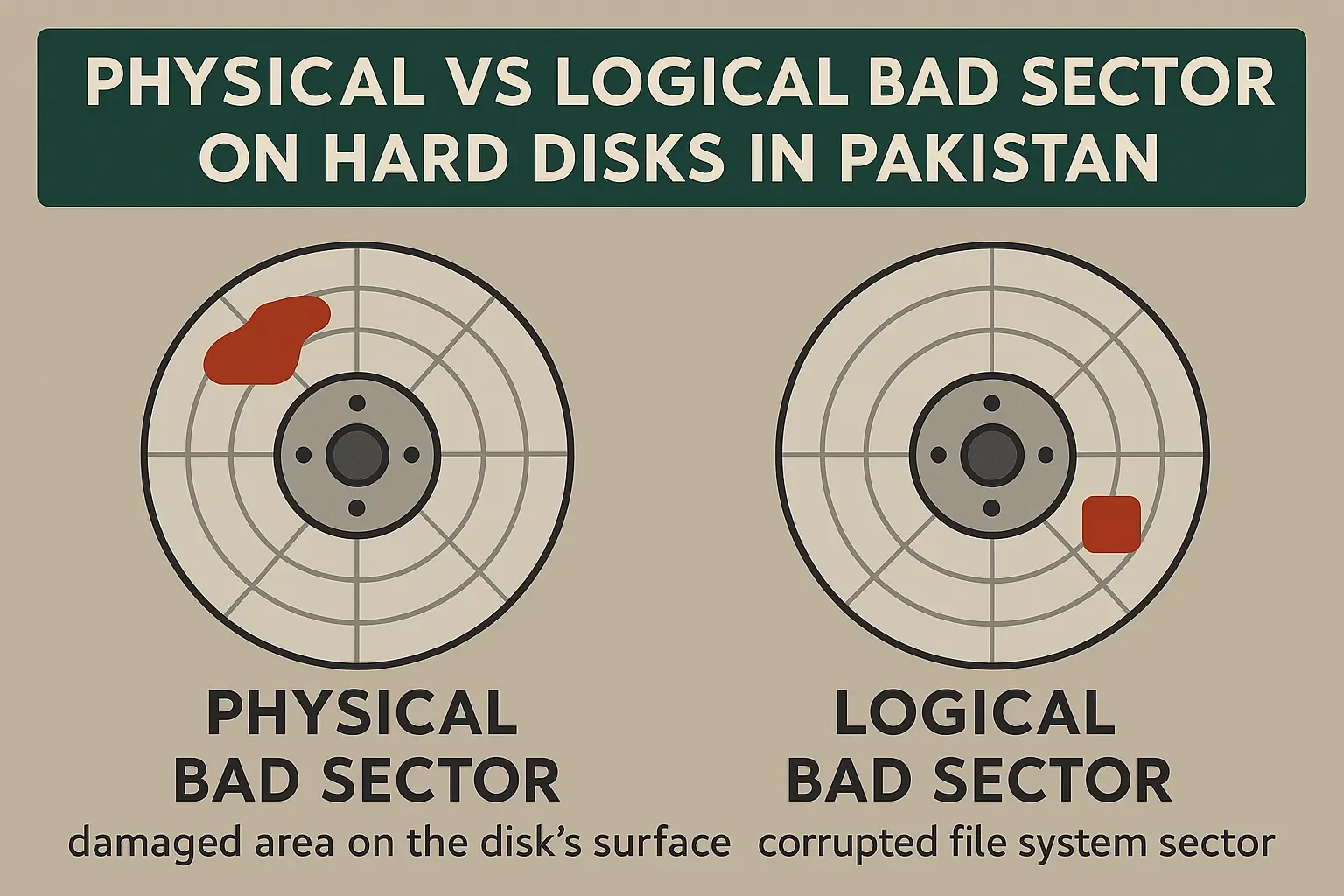 Comparison of physical and logical bad sectors.