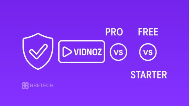 Comparison of Vidnoz subscription plans: Pro, Free, Starter.