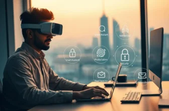 Person using VR headset at a workspace.