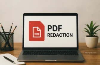 Laptop screen showing PDF redaction concept