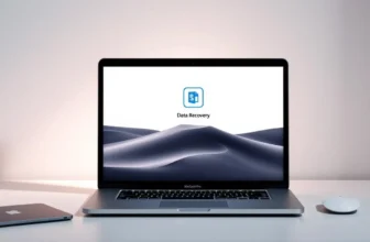 Laptop displaying data recovery software interface.