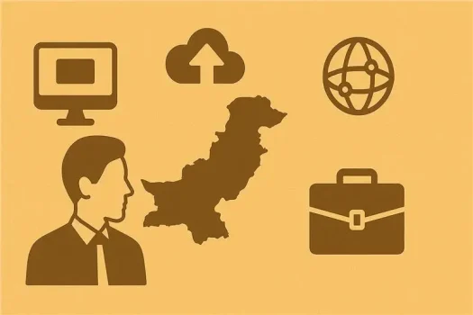 Professional symbols representing Pakistan's digital landscape
