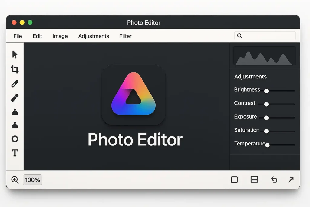 User interface of a photo editing software.