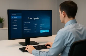 Person using computer for driver updates
