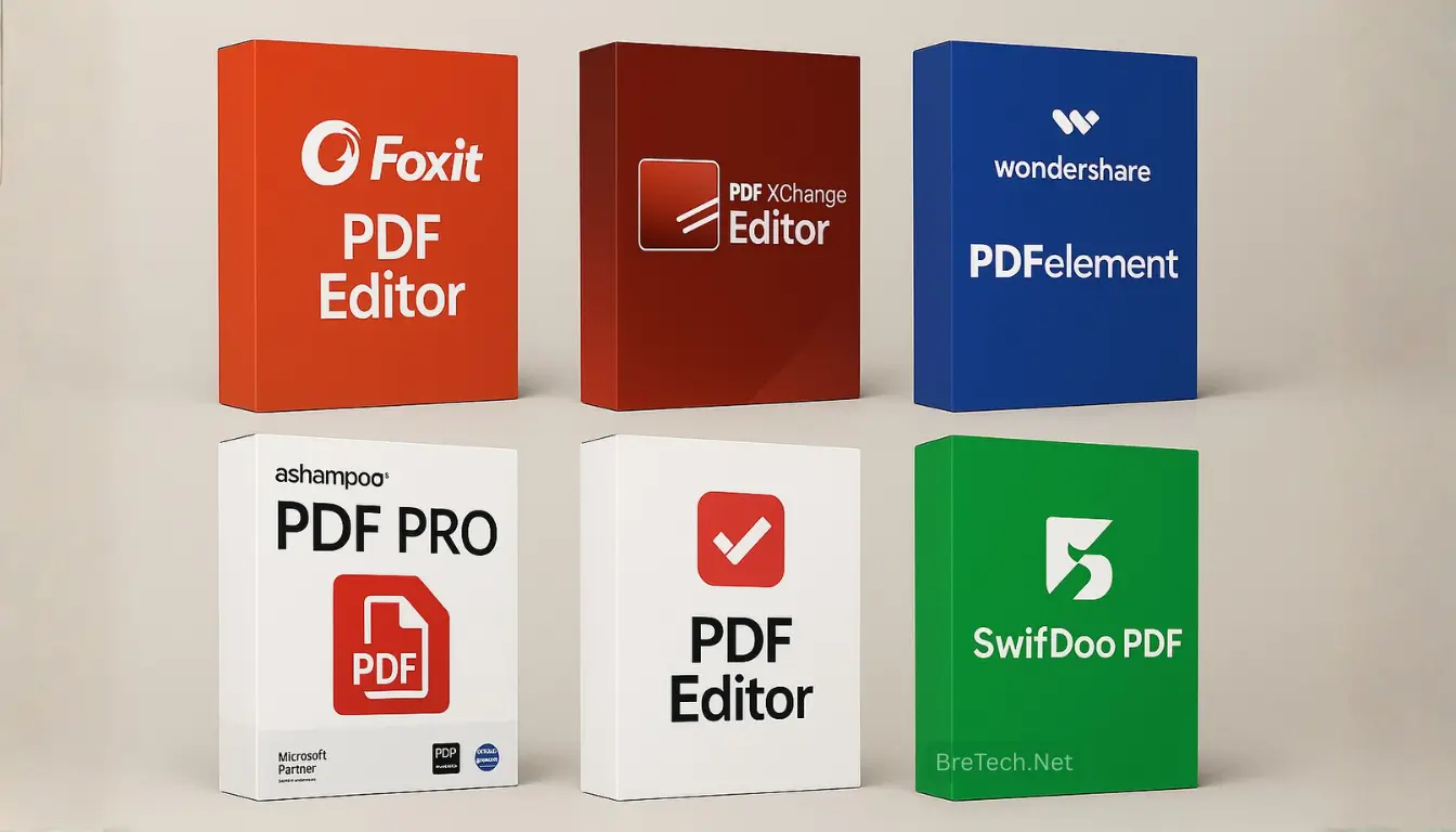 Popular PDF editor software boxes display