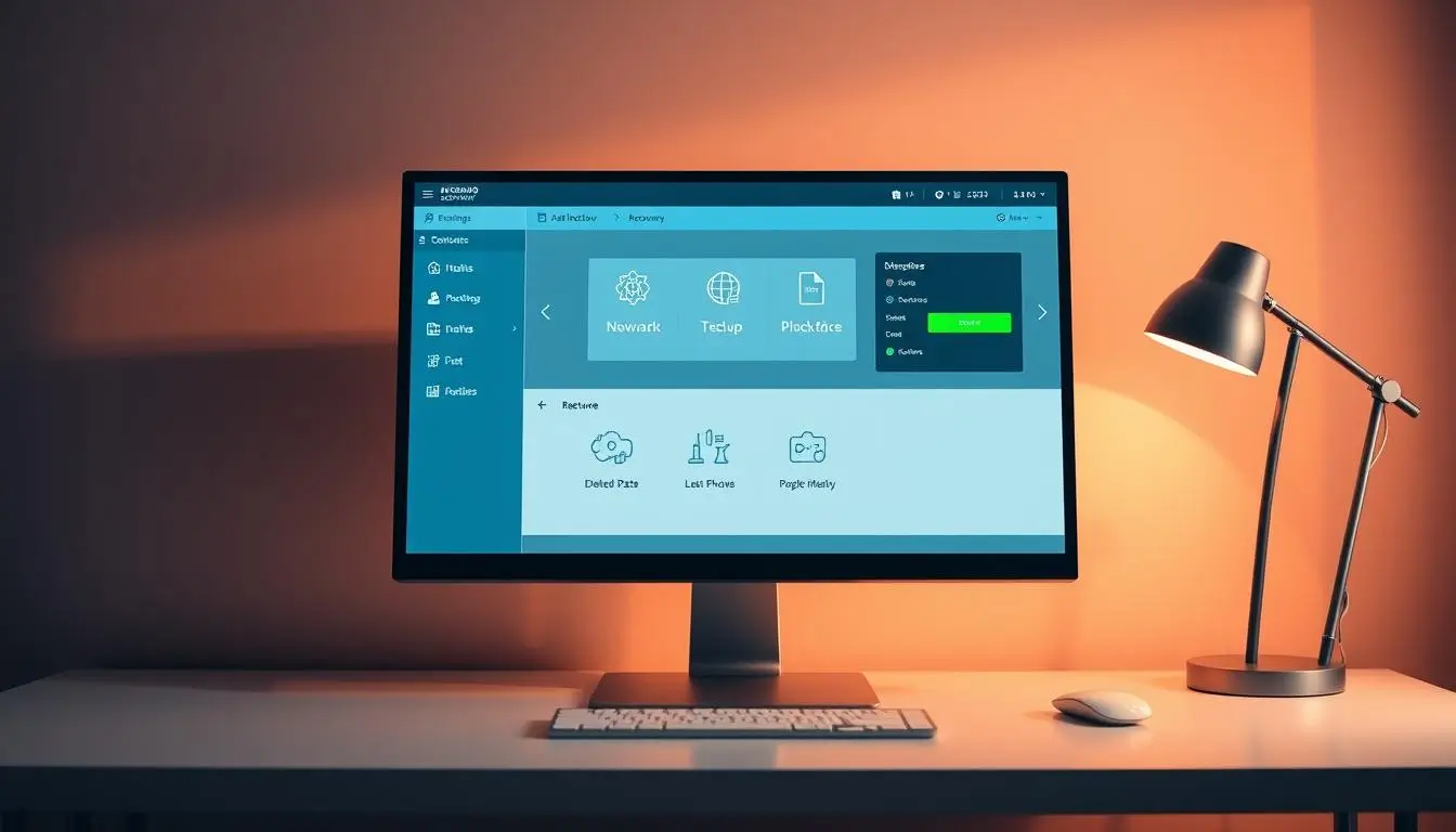 Desktop computer displaying user interface settings