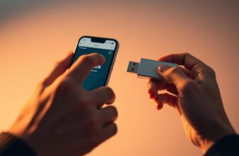 Person connecting USB drive to smartphone