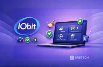 IObit software features on a laptop monitor
