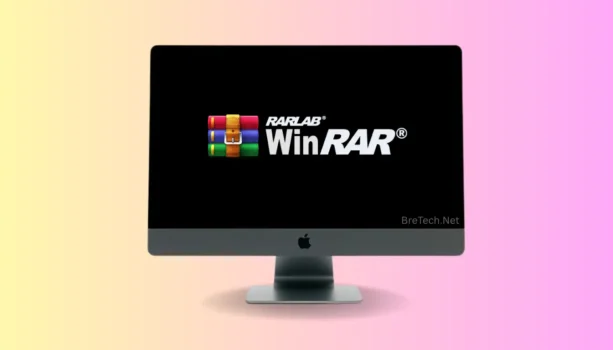 WinRAR logo on a computer monitor