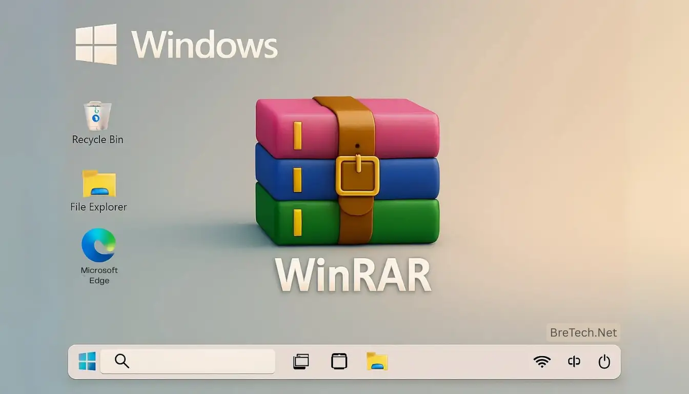 WinRAR icon with colored stacked archive files