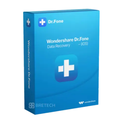 Wondershare Dr.Fone iOS data recovery software package.