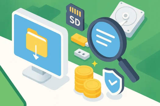 Illustration of digital storage and retrieval concepts.