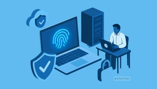 Digital security and fingerprint authentication concept.