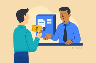 Customer making a payment at bank counter