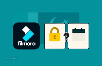 Filmora logo with lock and calendar icons